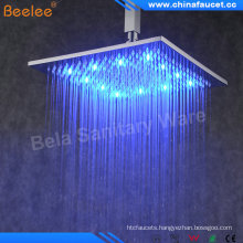 Beelee 8" Brass Square Rainfall Rain LED Shower Head